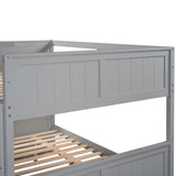 Efficient Full Over Full Bunk Bed with Twin Size Trundle in Sleek Gray