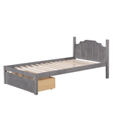 Full Over Twin & Twin Triple Bunk Bed with Drawers and Guardrails - Elegant Gray Velvet