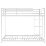 Full Over Full Metal Bunk Bed with Ladder - Sleek White- by Lissie Lou