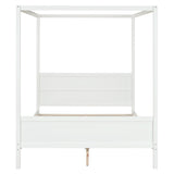 Queen Size Canopy Platform Bed with Headboard and Footboard,Slat Support Leg - White