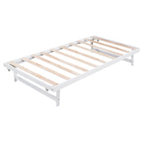 Full Size Platform Bed with Adjustable Trundle - White- by Lissie Lou