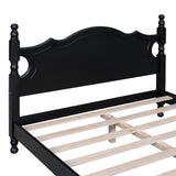 Full Size Wood Platform Bed Frame,Retro Style Platform Bed with Wooden Slat Support,Black