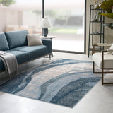 Lissie Lou Grace Abstract Wave Area Rug - Blue, Sophisticated 5x7