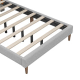 Upholstered Platform Bed Frame with Vertical Channel Tufted Headboard, No Box Spring Needed, Full,Gray- Online Orders Only