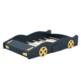 Velocity Full Race Car Bed - Dark Blue and Yellow Design with Storage by Lissie Lou