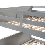 Efficient Full Over Full Bunk Bed with Twin Size Trundle in Sleek Gray