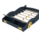 Velocity Full Race Car Bed - Dark Blue and Yellow Design with Storage by Lissie Lou