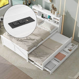 Summit Full Platform Bed - White Design with Storage, USB Ports, Trundle, and Drawers by Lissie Lou