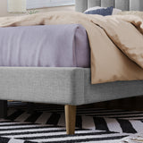 Upholstered Platform Bed Frame with Vertical Channel Tufted Headboard, No Box Spring Needed, Full,Gray- Online Orders Only