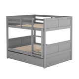 Efficient Full Over Full Bunk Bed with Twin Size Trundle in Sleek Gray