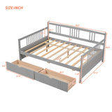 Full Size Daybed with Two Drawers - Gray- by Lissie Lou