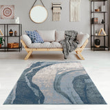 Lissie Lou Grace Abstract Wave Area Rug - Blue, Elegant, 8x10 Feet