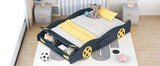 Velocity Full Race Car Bed - Dark Blue and Yellow Design with Storage by Lissie Lou