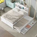 Summit Full Platform Bed - White Design with Storage, USB Ports, Trundle, and Drawers by Lissie Lou