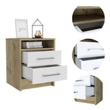 White/Light Oak Chic and Functional Nightstand by Lissie Lou