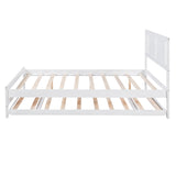 Full Size Platform Bed with Adjustable Trundle - White- by Lissie Lou