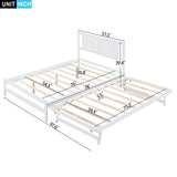 Full Size Platform Bed with Adjustable Trundle - White- by Lissie Lou