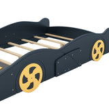 Velocity Full Race Car Bed - Dark Blue and Yellow Design with Storage by Lissie Lou