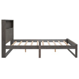 Platform Bed with Storage Headboard,Sockets and USB Ports,Queen Size Platform Bed,Antique Gray