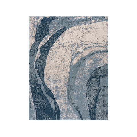 Lissie Lou Grace Abstract Wave Area Rug - Blue, Sophisticated 5x7