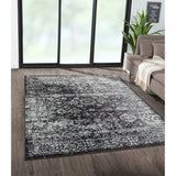 Distressed Vintage Persian Black and Cream Area Rug (10'x8') by Lissie Lou