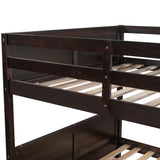 Classic Full Over Full Bunk Bed with Twin Size Trundle in Rich Espresso