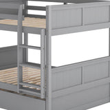 Efficient Full Over Full Bunk Bed with Twin Size Trundle in Sleek Gray