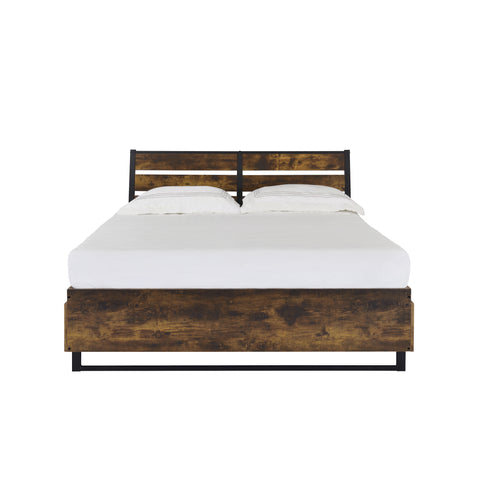 Eastern King Bed with Storage in Rustic Oak & Black Finish by Lissie Lou