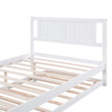 Full Size Platform Bed with Adjustable Trundle - White- by Lissie Lou