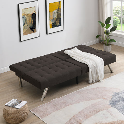 WOOD FRAME, STAINLESS LEG, FUTON, SOFA BED  Espresso- Online Orders Only