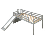 Loft Bed with Staircase, Storage, Slide, Twin size, Full-length Safety Guardrails, No Box Spring Needed, Grey