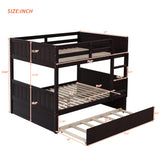 Classic Full Over Full Bunk Bed with Twin Size Trundle in Rich Espresso