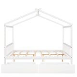 Full Size House Platform Bed with Two Drawers, Headboard, and Footboard - White- by Lissie Lou