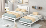 Full Size Platform Bed with Adjustable Trundle - White- by Lissie Lou