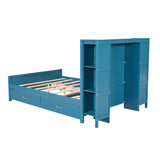 Full Size Platform Bed with Drawers and Storage Shelves - Blue- by Lissie Lou