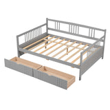 Full Size Daybed with Two Drawers - Gray- by Lissie Lou