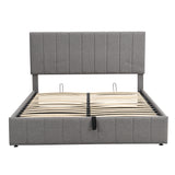 Queen size Upholstered Platform bed with a Hydraulic Storage System - Gray