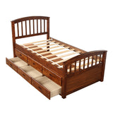 Orisfur. Twin Size Platform Storage Bed Solid Wood Bed with 6 Drawers