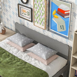 Full Bed with Footboard Bench - Modern Minimalist, Grey, by Lissie Lou