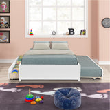 Versatile Full Bed with Twin Trundle and Dual Drawers in Classic White