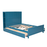 Full Size Platform Bed with Drawers and Storage Shelves - Blue- by Lissie Lou