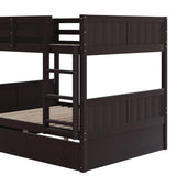 Classic Full Over Full Bunk Bed with Twin Size Trundle in Rich Espresso