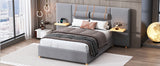 Luxe Full Upholstered Platform Bed - Gray Velvet Design with USB Ports and Storage by Lissie Lou