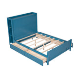 Full Size Platform Bed with Drawers and Storage Shelves - Blue- by Lissie Lou