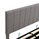 Queen size Upholstered Platform bed with a Hydraulic Storage System - Gray