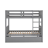 Efficient Full Over Full Bunk Bed with Twin Size Trundle in Sleek Gray