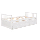 Daybed with Trundle and Drawers, Twin Size, White