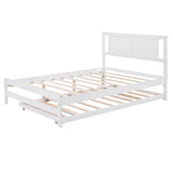 Full Size Platform Bed with Adjustable Trundle - White- by Lissie Lou