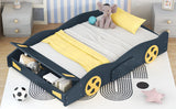 Velocity Full Race Car Bed - Dark Blue and Yellow Design with Storage by Lissie Lou