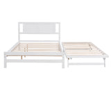 Full Size Platform Bed with Adjustable Trundle - White- by Lissie Lou